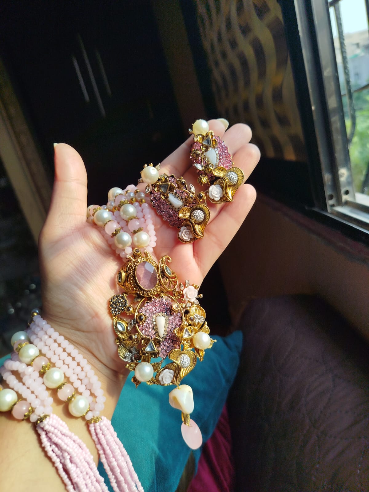 Pink Mala set Turkish designer - Image 2