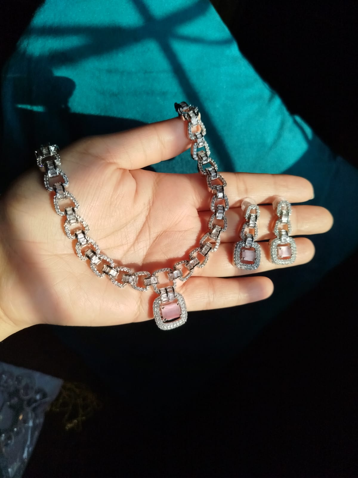 Silver and diamond stones set